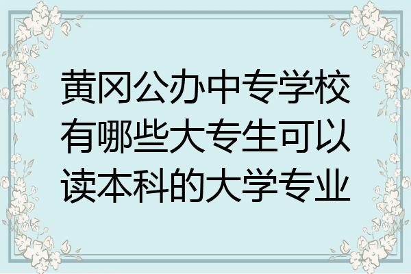 黄冈公办中专学校有哪些大专生可以读本科的大学专业