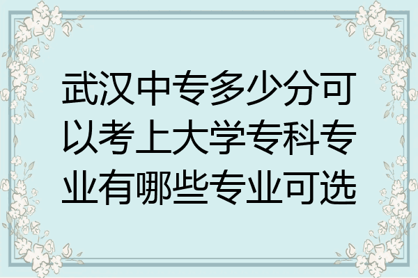 武汉中专多少分可以考上大学专科专业有哪些专业可选