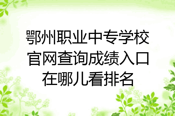 鄂州职业中专学校官网查询成绩入口在哪儿看排名