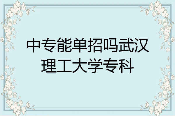 中专能单招吗武汉理工大学专科