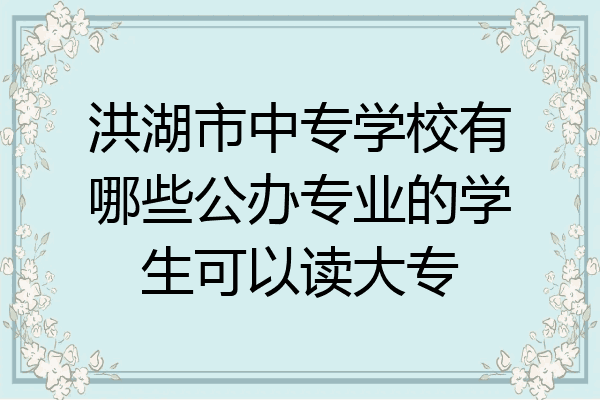 洪湖市中专学校有哪些公办专业的学生可以读大专