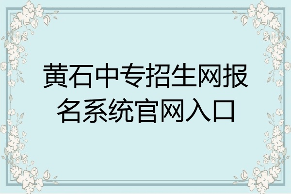 黄石中专招生网报名系统官网入口