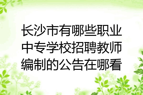 长沙市有哪些职业中专学校招聘教师编制的公告在哪看