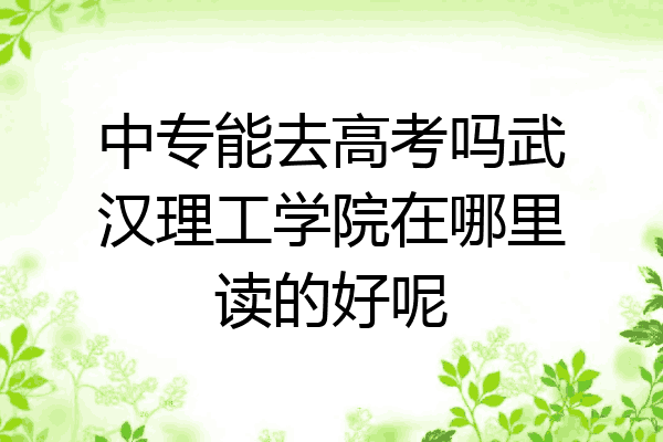 中专能去高考吗武汉理工学院在哪里读的好呢