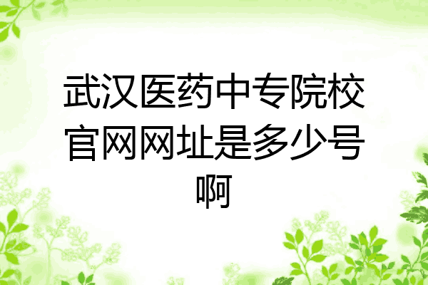 武汉医药中专院校官网网址是多少号啊