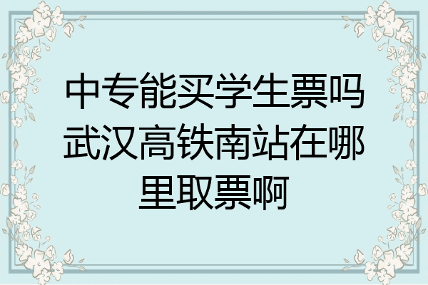 中专能买学生票吗武汉高铁南站在哪里取票啊