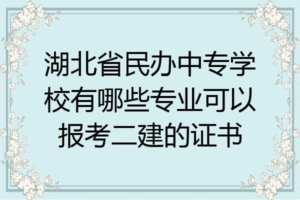 湖北省民办中专学校有哪些专业可以报考二建的证书