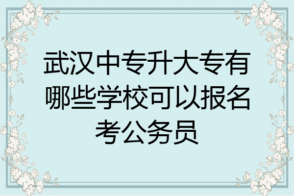 武汉中专升大专有哪些学校可以报名考公务员