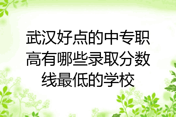 武汉好点的中专职高有哪些录取分数线最低的学校
