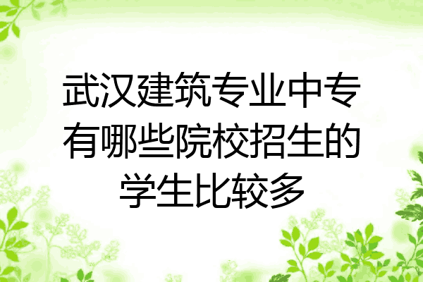 武汉建筑专业中专有哪些院校招生的学生比较多