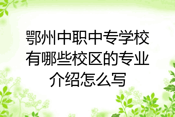鄂州中职中专学校有哪些校区的专业介绍怎么写