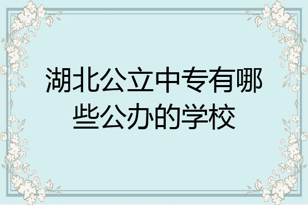 湖北公立中专有哪些公办的学校