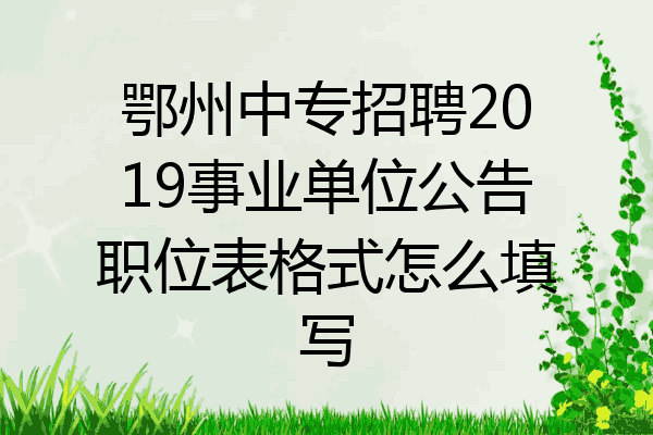 鄂州中专招聘2019事业单位公告职位表格式怎么填写