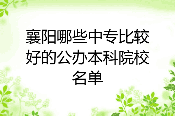 襄阳哪些中专比较好的公办本科院校名单