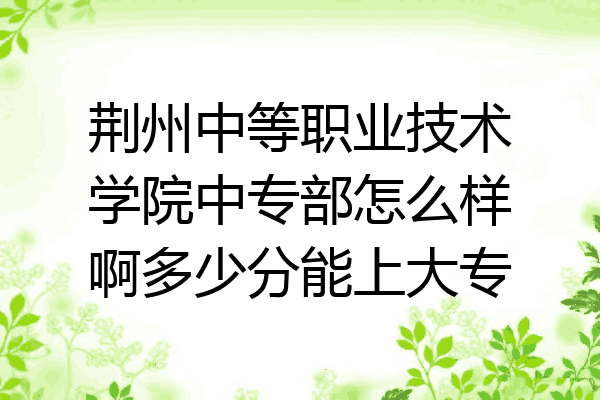 荆州中等职业技术学院中专部怎么样啊多少分能上大专