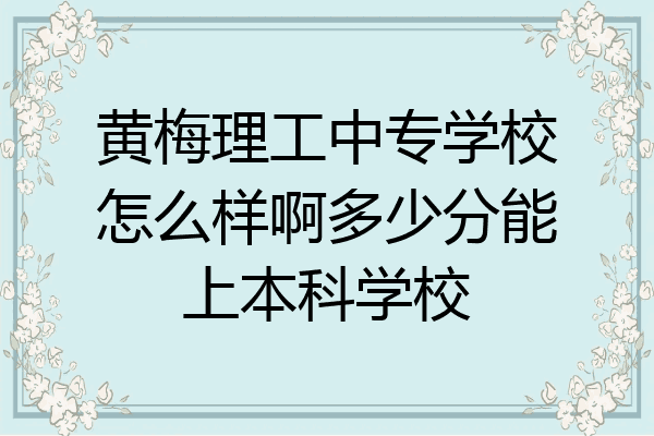 黄梅理工中专学校怎么样啊多少分能上本科学校