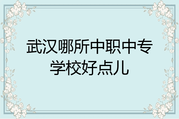 武汉哪所中职中专学校好点儿