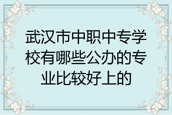 武汉市中职中专学校有哪些公办的专业比较好上的