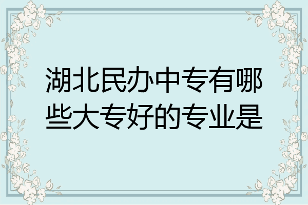 湖北民办中专有哪些大专好的专业是