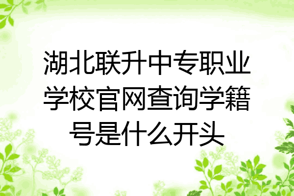 湖北联升中专职业学校官网查询学籍号是什么开头