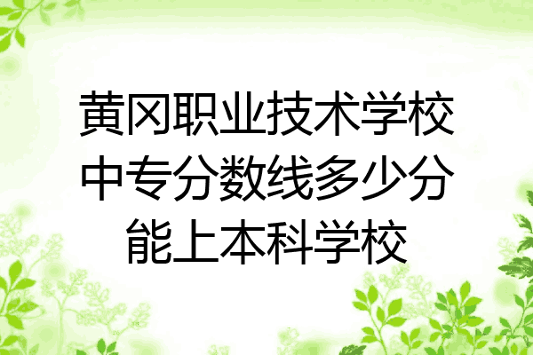 黄冈职业技术学校中专分数线多少分能上本科学校