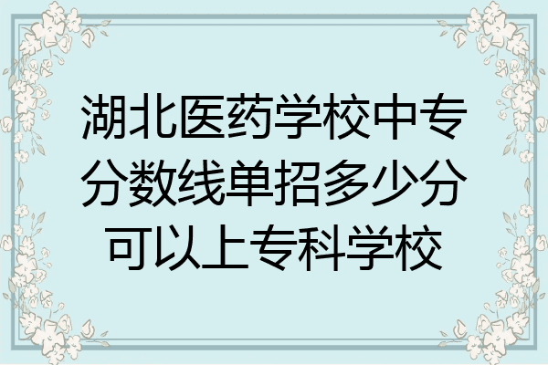 湖北医药学校中专分数线单招多少分可以上专科学校