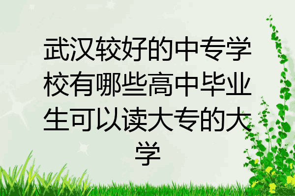 武汉较好的中专学校有哪些高中毕业生可以读大专的大学