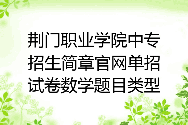 荆门职业学院中专招生简章官网单招试卷数学题目类型