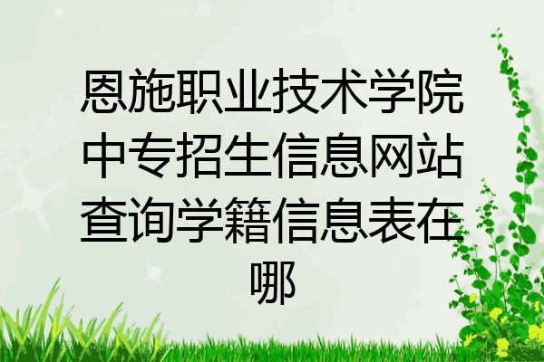 恩施职业技术学院中专招生信息网站查询学籍信息表在哪