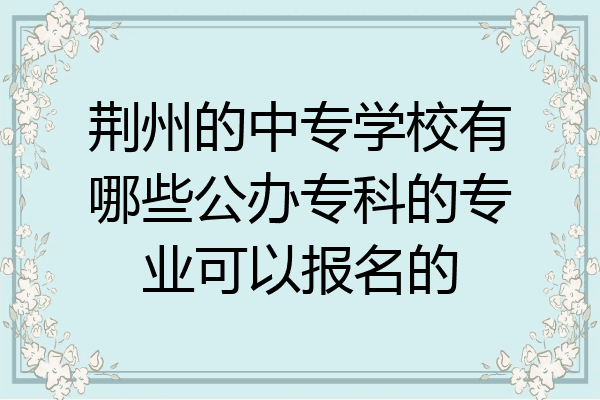 荆州的中专学校有哪些公办专科的专业可以报名的