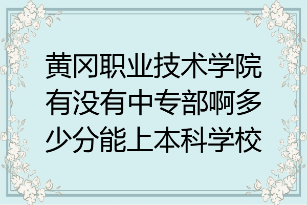 黄冈职业技术学院有没有中专部啊多少分能上本科学校
