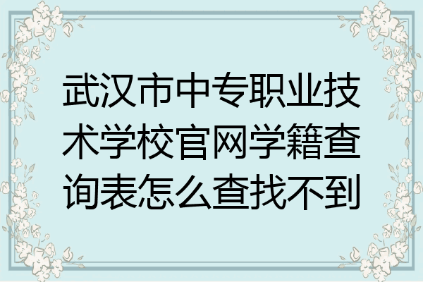 武汉市中专职业技术学校官网学籍查询表怎么查找不到