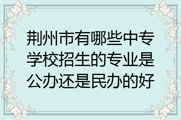 荆州市有哪些中专学校招生的专业是公办还是民办的好