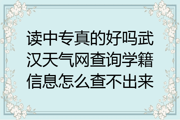 读中专真的好吗武汉天气网查询学籍信息怎么查不出来