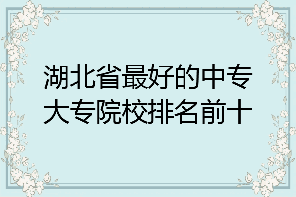 湖北省最好的中专大专院校排名前十