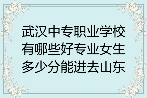 武汉中专职业学校有哪些好专业女生多少分能进去山东