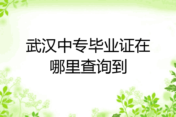 武汉中专毕业证在哪里查询到