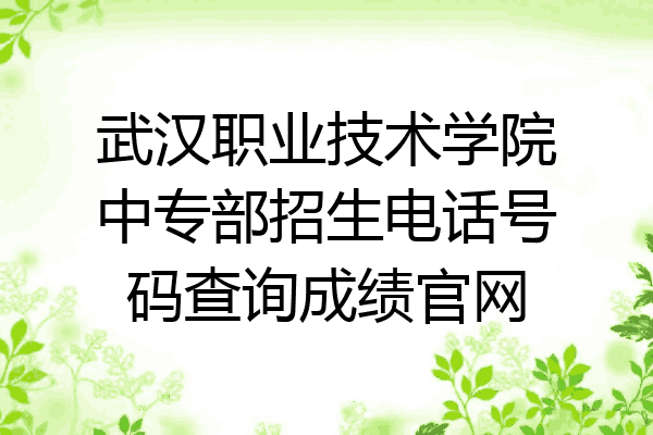 武汉职业技术学院中专部招生电话号码查询成绩官网