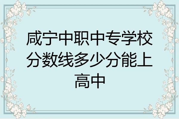 咸宁中职中专学校分数线多少分能上高中