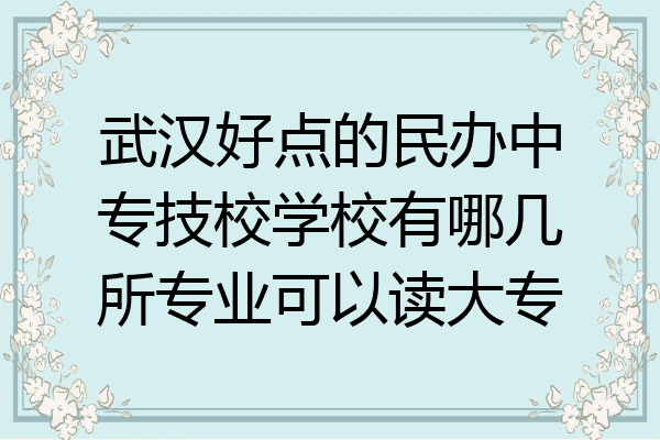 武汉好点的民办中专技校学校有哪几所专业可以读大专