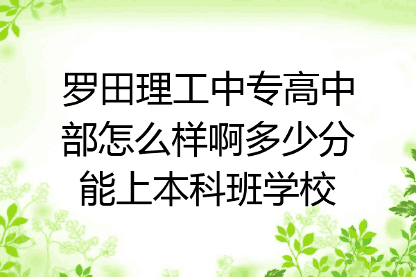 罗田理工中专高中部怎么样啊多少分能上本科班学校