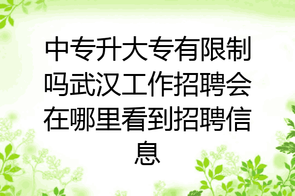 中专升大专有限制吗武汉工作招聘会在哪里看到招聘信息
