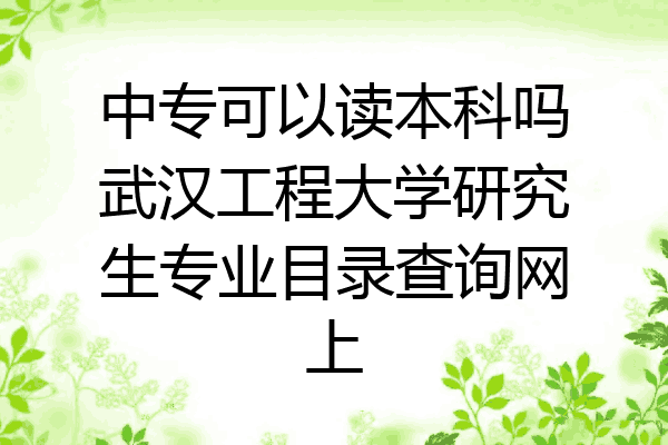 中专可以读本科吗武汉工程大学研究生专业目录查询网上
