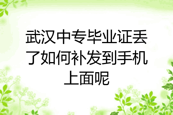 武汉中专毕业证丢了如何补发到手机上面呢