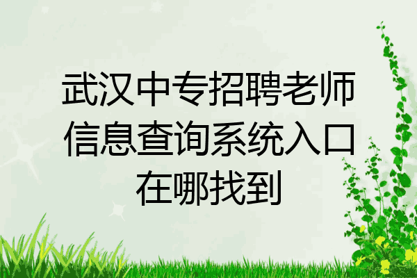 武汉中专招聘老师信息查询系统入口在哪找到