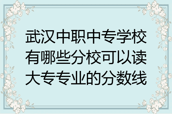 武汉中职中专学校有哪些分校可以读大专专业的分数线