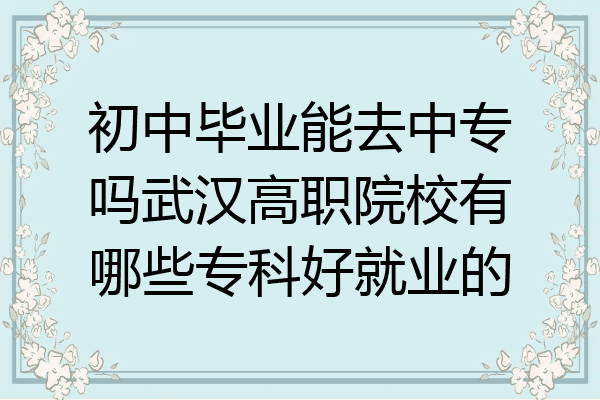 初中毕业能去中专吗武汉高职院校有哪些专科好就业的