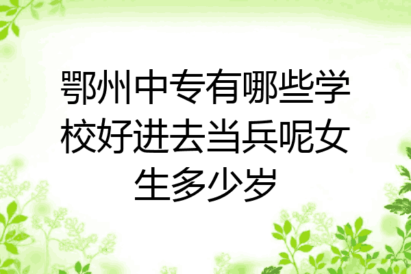 鄂州中专有哪些学校好进去当兵呢女生多少岁