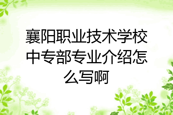 襄阳职业技术学校中专部专业介绍怎么写啊