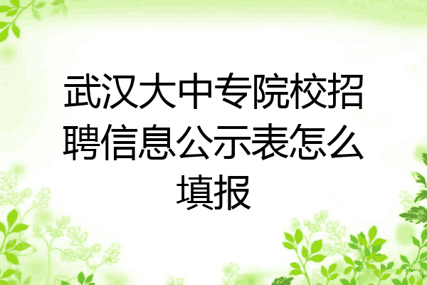 武汉大中专院校招聘信息公示表怎么填报